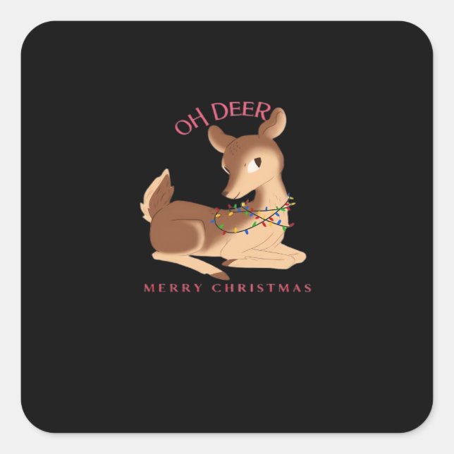 Oh Deer Christmas Modern Design  Square Sticker (Front)