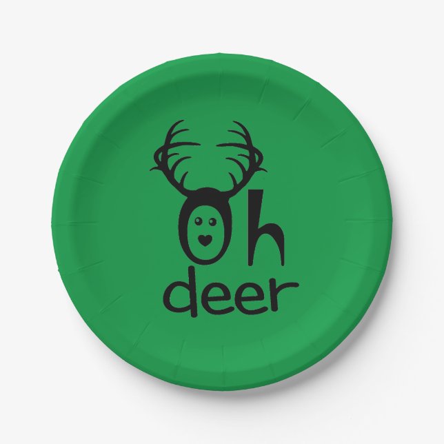 Oh Deer - Christmas Party Paper Plates (Front)