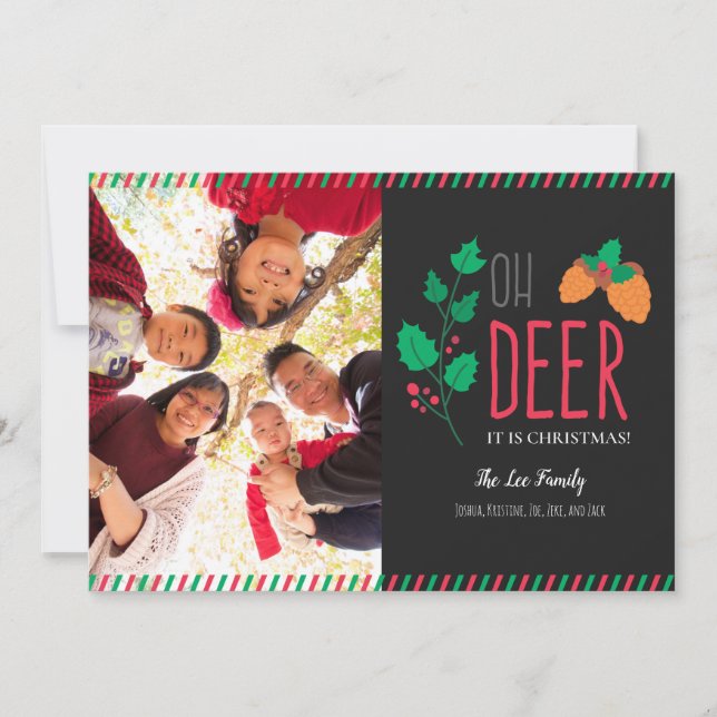 oh deer christmas photocard typography cute holiday card (Front)