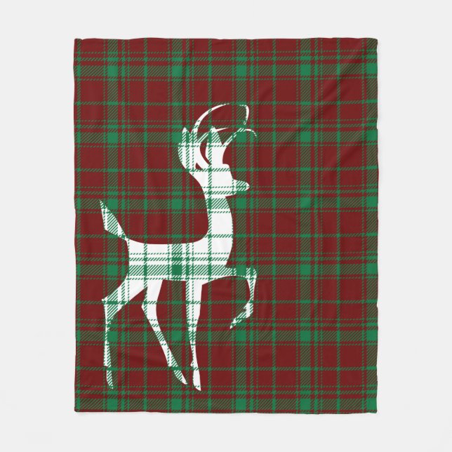 Oh Deer! Christmas Plaid Fleece Blanket (Front)