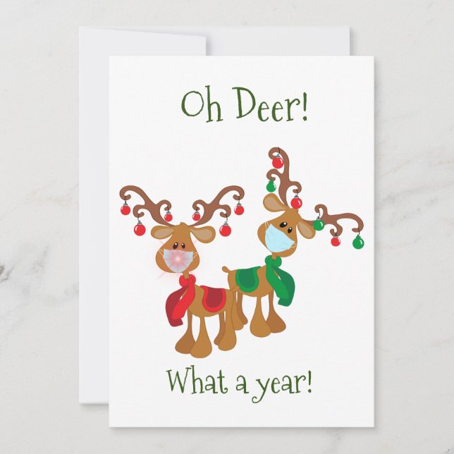 OH Deer Christmas Reindeer Face Mask 2021 Holiday Card (Front)