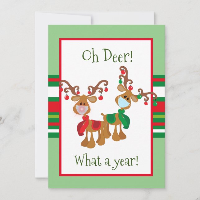 OH Deer Christmas Reindeer Face Mask 2021 Holiday Card (Front)