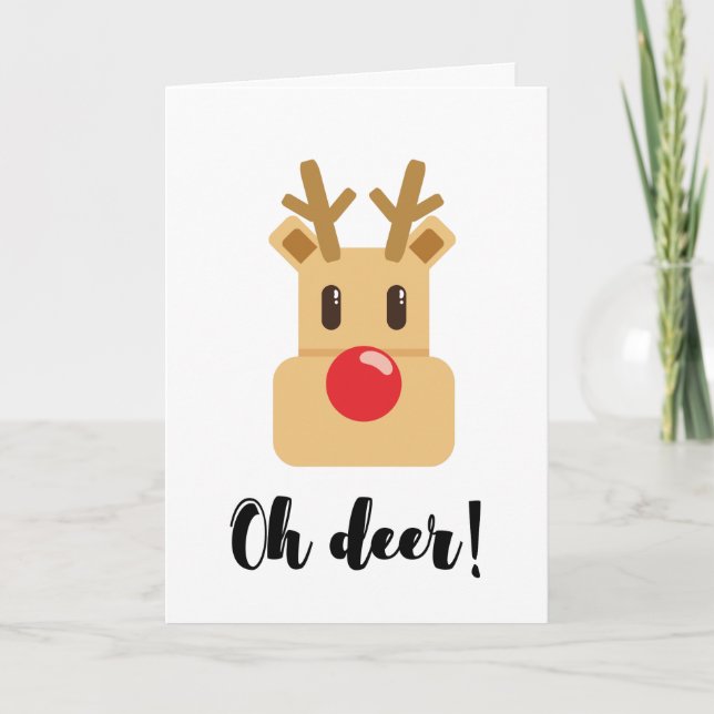 Oh Deer Christmas season Holiday Card (Front)