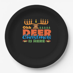 Oh Deer Christmas Too Classic Holiday Style  Paper Plate