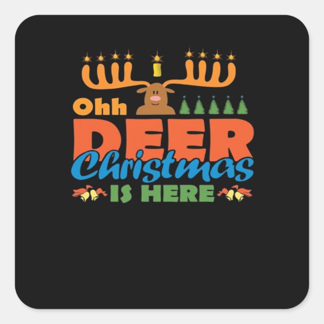 Oh Deer Christmas Too Classic Holiday Style  Square Sticker (Front)