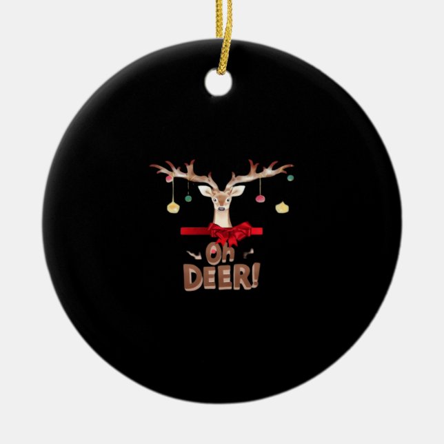 Oh Deer Classic Vibe Ceramic Tree Decoration (Front)