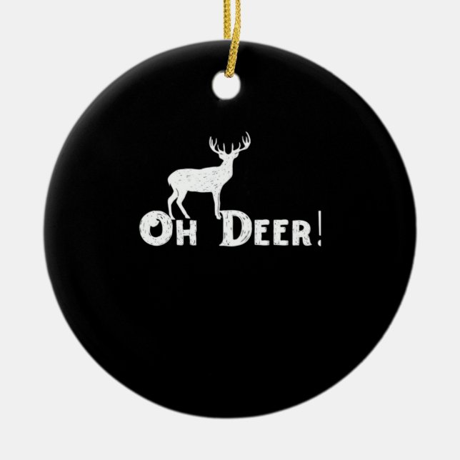 Oh Deer Clean Graphic Style Ceramic Tree Decoration (Front)