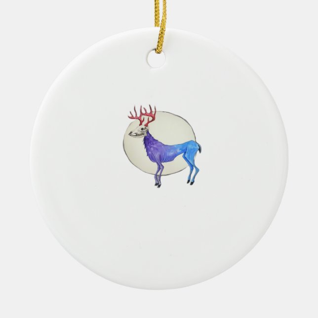 Oh Deer Clean Graphic Style Ceramic Tree Decoration (Front)