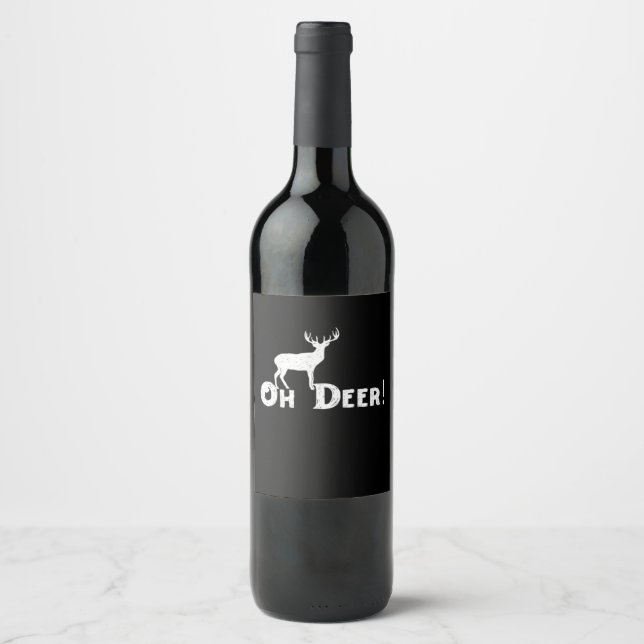 Oh Deer Clean Graphic Style  Wine Label (Front)