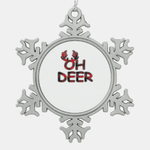 Oh Deer Clean Layout  Snowflake Pewter Christmas Ornament