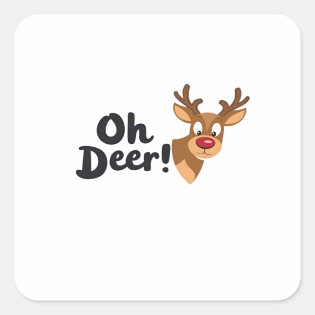Oh Deer Clean Minimal Seeing  Square Sticker (Front)