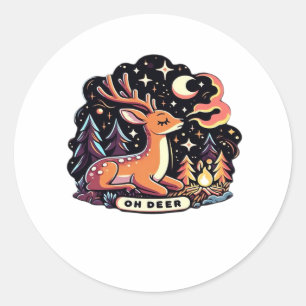 Oh Deer Contemporary Graphic Vibe Classic Round Sticker