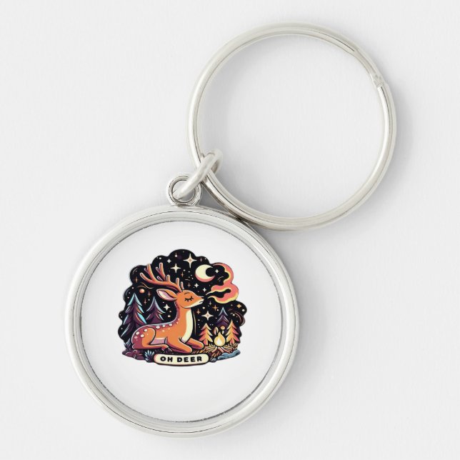 Oh Deer Contemporary Graphic Vibe  Key Ring (Front)