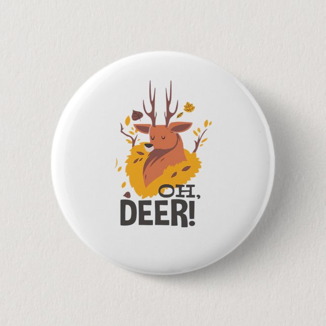 Oh Deer Contemporary Minimal Look  6 Cm Round Badge (Front)