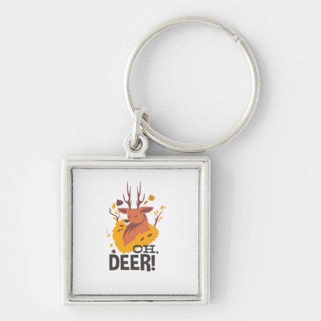 Oh Deer Contemporary Minimal Look  Key Ring (Front)