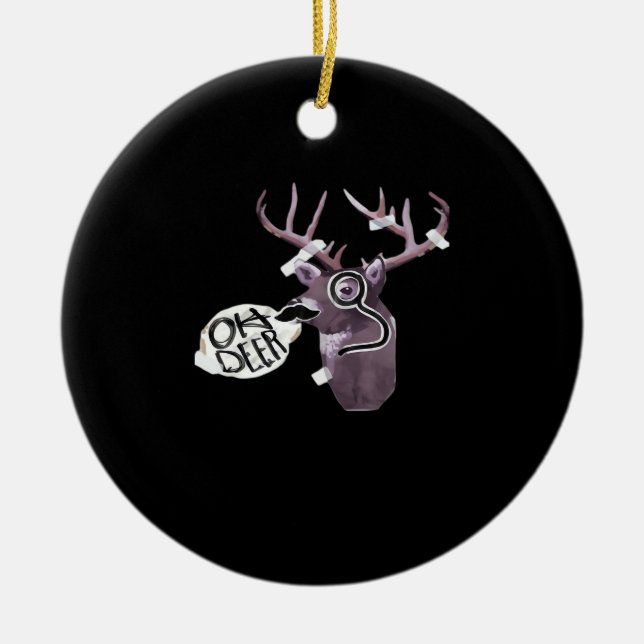 Oh Deer Creative Signature Design Ceramic Tree Decoration (Front)