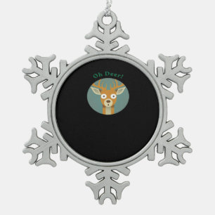 Oh Deer Creative Style Snowflake Pewter Christmas Ornament