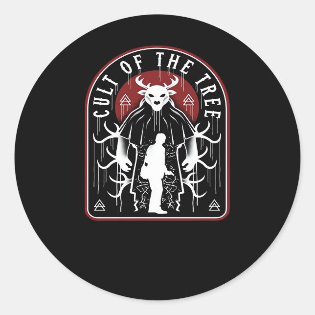 Oh Deer Cult Of The Tree Artistic Style  Classic Round Sticker (Front)