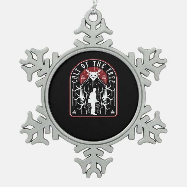 Oh Deer Cult Of The Tree Artistic Style  Snowflake Pewter Christmas Ornament (Front)