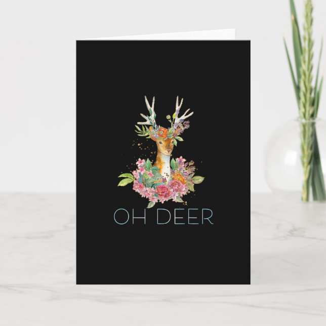 Oh Deer Cute Colorful Deer MinFolded Greeting Card (Front)