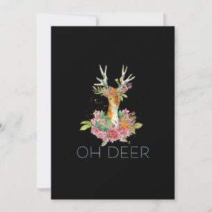 Oh Deer Cute Colorful Deer MinimaFlat Holiday Card