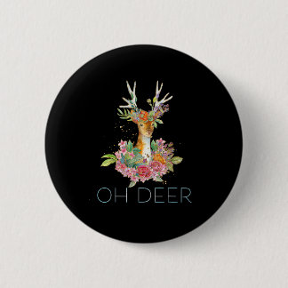 Oh Deer Cute Colorful Deer Minimal Design 6 Cm Round Badge