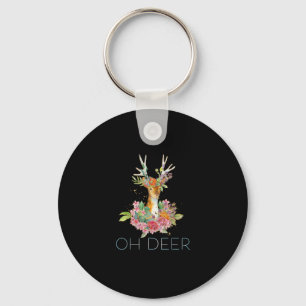 Oh Deer Cute Colorful Deer Minimal Design Keychain