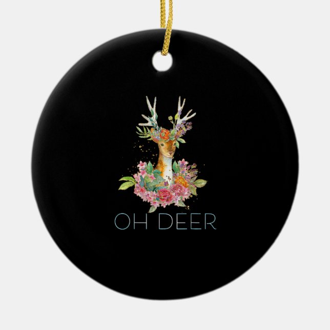 Oh Deer Cute Colorful Deer Minimal Design Ornament (Front)