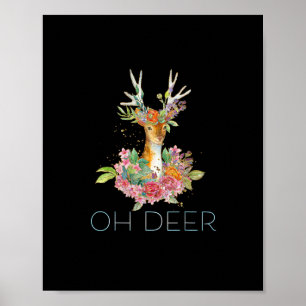 Oh Deer Cute Colorful Deer Minimal Design  Poster