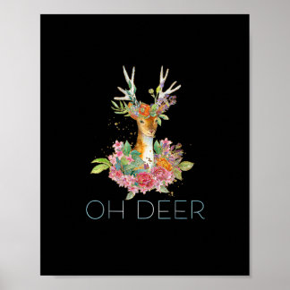 Oh Deer Cute Colorful Deer Minimal Design Poster
