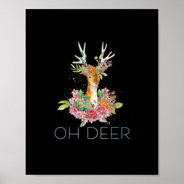 Oh Deer Cute Colorful Deer Minimal Design  Poster (Front)