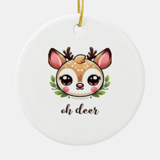 Oh Deer Cute Deer Minimal Design Ceramic Tree Decoration