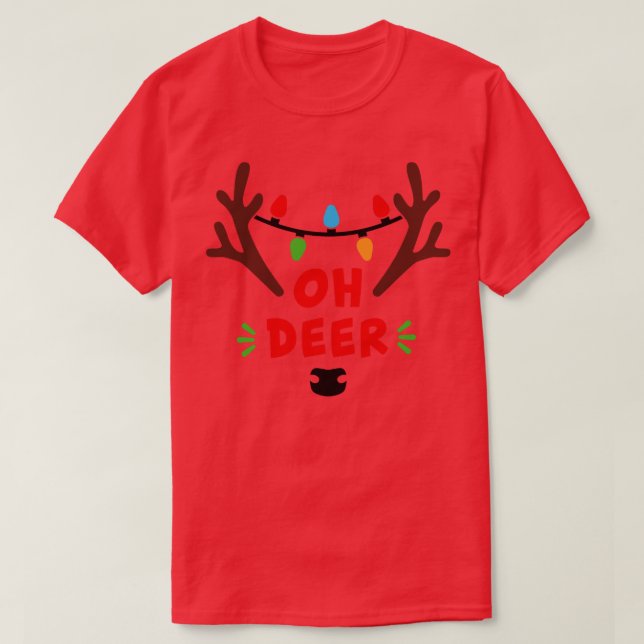 Oh Deer Cute Funny Matching Christmas Gift For Men T-Shirt (Design Front)