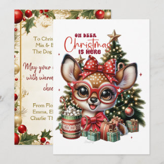Oh Deer Cute Reindeer Holiday Christmas Card