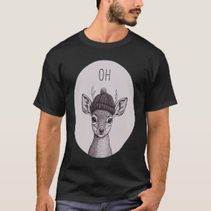 Oh Deer Cute Stag with Hat on Head T-Shirt