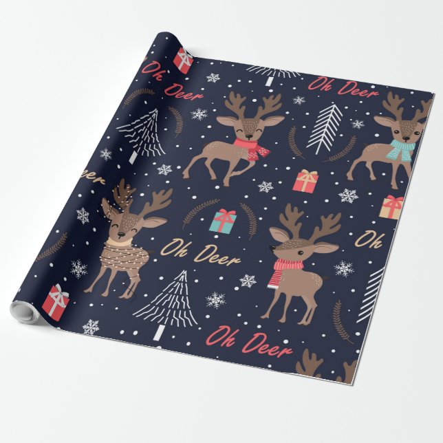Oh Deer Cuties (large scale) Wrapping Paper (Unrolled)