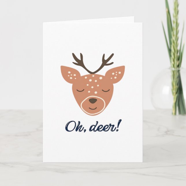 Oh Deer Deer Love Save The DeeFolded Greeting Card (Front)