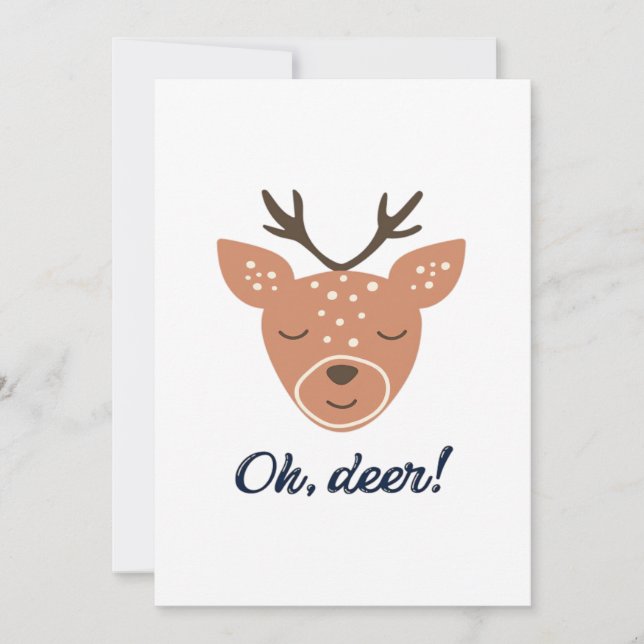 Oh Deer Deer Love Save The Deer CFlat Holiday Card (Front)
