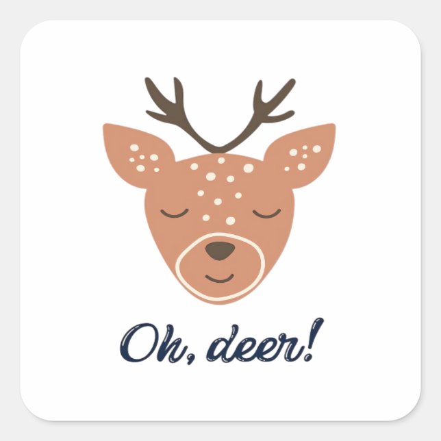 Oh Deer Deer Love Save The Deer Creative Design Square Sticker (Front)