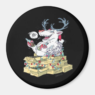 Oh Deer Drunk Reindeer Celebrating Christmas Festi Magnet