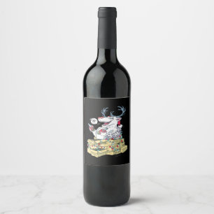Oh Deer Drunk Reindeer Celebrating Christmas Festi Wine Label