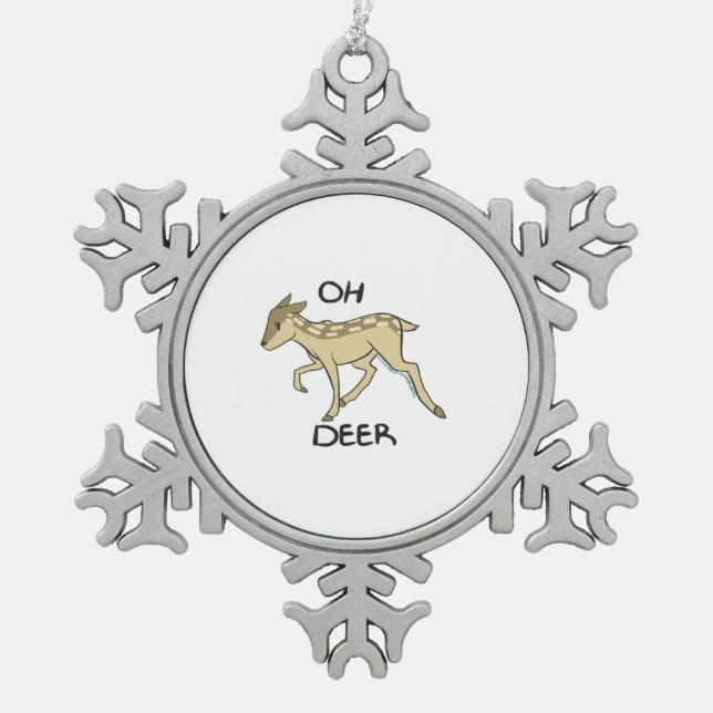 Oh Deer Elegant Timeless Style  Snowflake Pewter Christmas Ornament (Front)