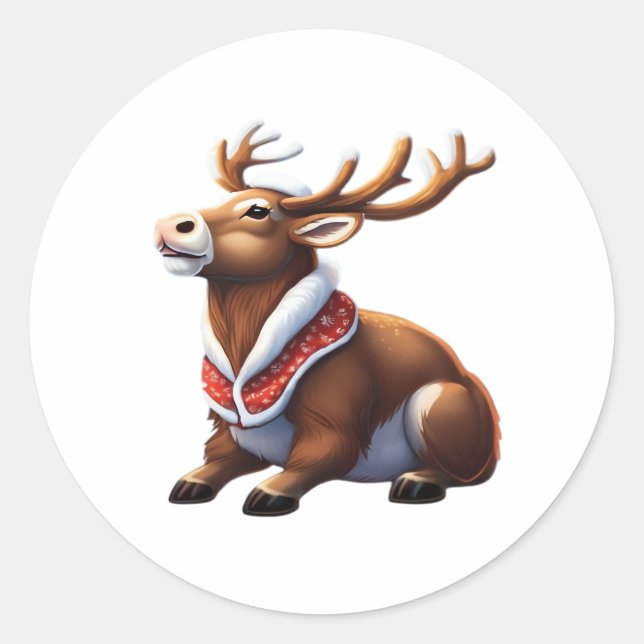 Oh Deer Energetic Modern Design  Classic Round Sticker (Front)