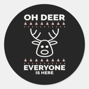 Oh Deer Everyone Is Here Modern Style  Classic Round Sticker