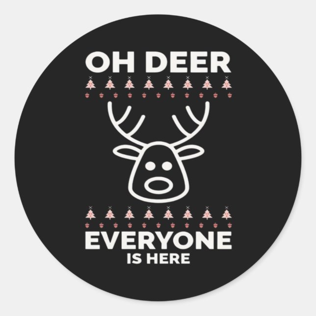 Oh Deer Everyone Is Here Modern Style  Classic Round Sticker (Front)