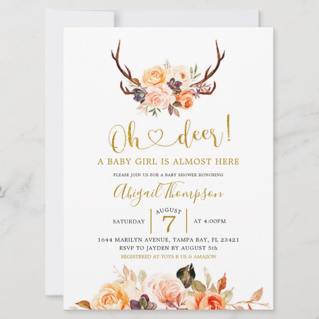 Oh Deer Fall Baby Shower Invitation (Front)