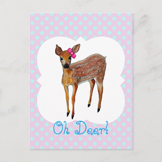 "Oh Deer" fawn Postcard (Front)