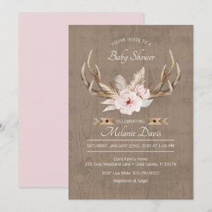 Oh Deer Floral Watercolor Baby Shower Invitation
