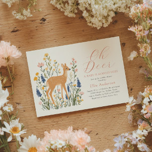 Oh Deer Floral Woodland Baby Shower Invitation