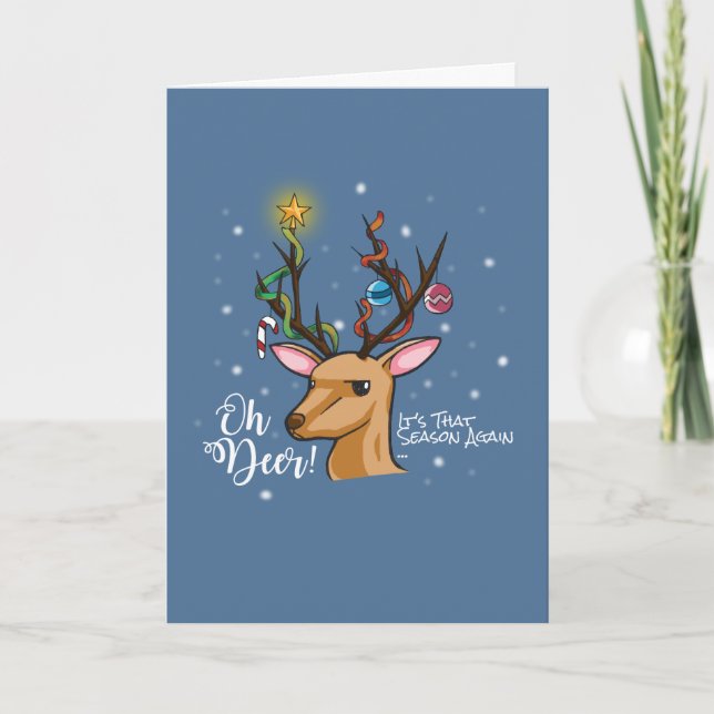 OH DEER | Funny Christmas Pun Holiday Card (Front)